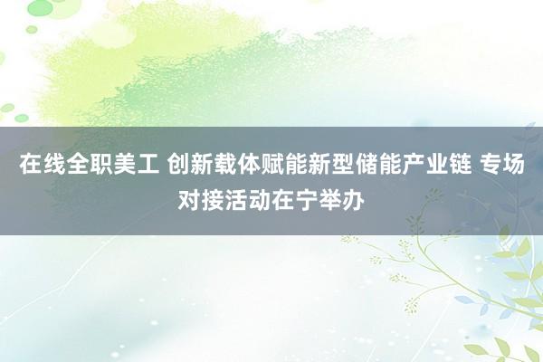 在线全职美工 创新载体赋能新型储能产业链 专场对接活动在宁举办