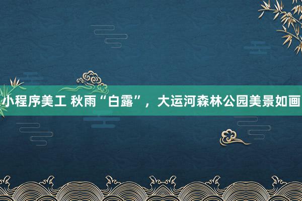 小程序美工 秋雨“白露”，大运河森林公园美景如画